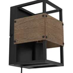 Seinävalaisin Eglo Evesham 40W 14x24cm musta/tummanruskea puu