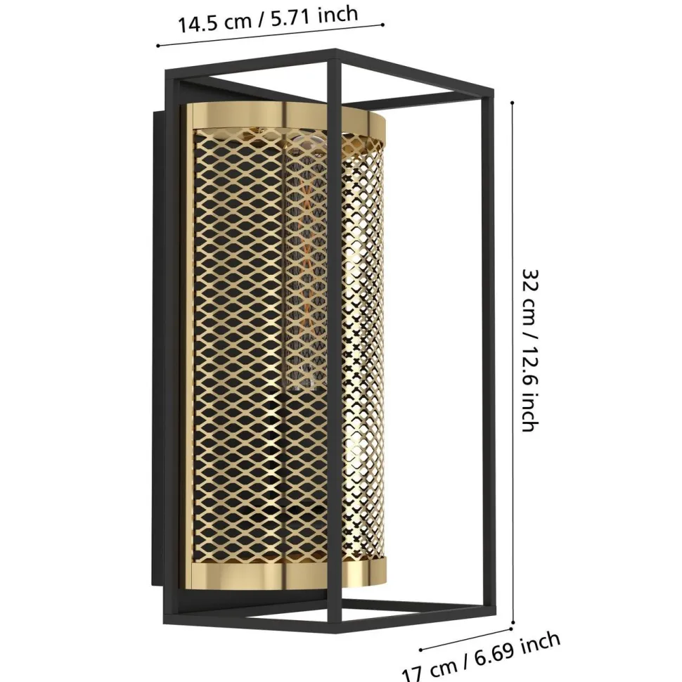Seinävalaisin Eglo Nohales, E27, 40W, IP20, messinki/musta