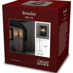 Seinävalaisin Konstsmide Brindisi Mini 7886-750, E27, musta kirkkaalla lasilla