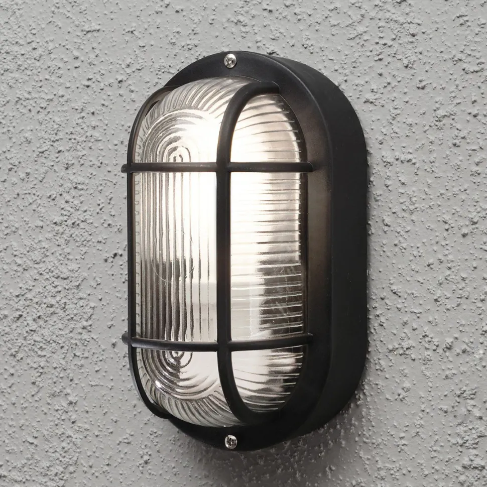 Seinävalaisin Konstsmide Elmas 7650-750 120x105x200 mm ovaali musta