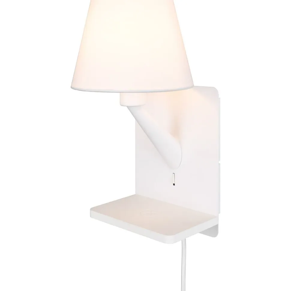 Seinävalaisin latausasemalla Trio Comfort E14 valkoinen