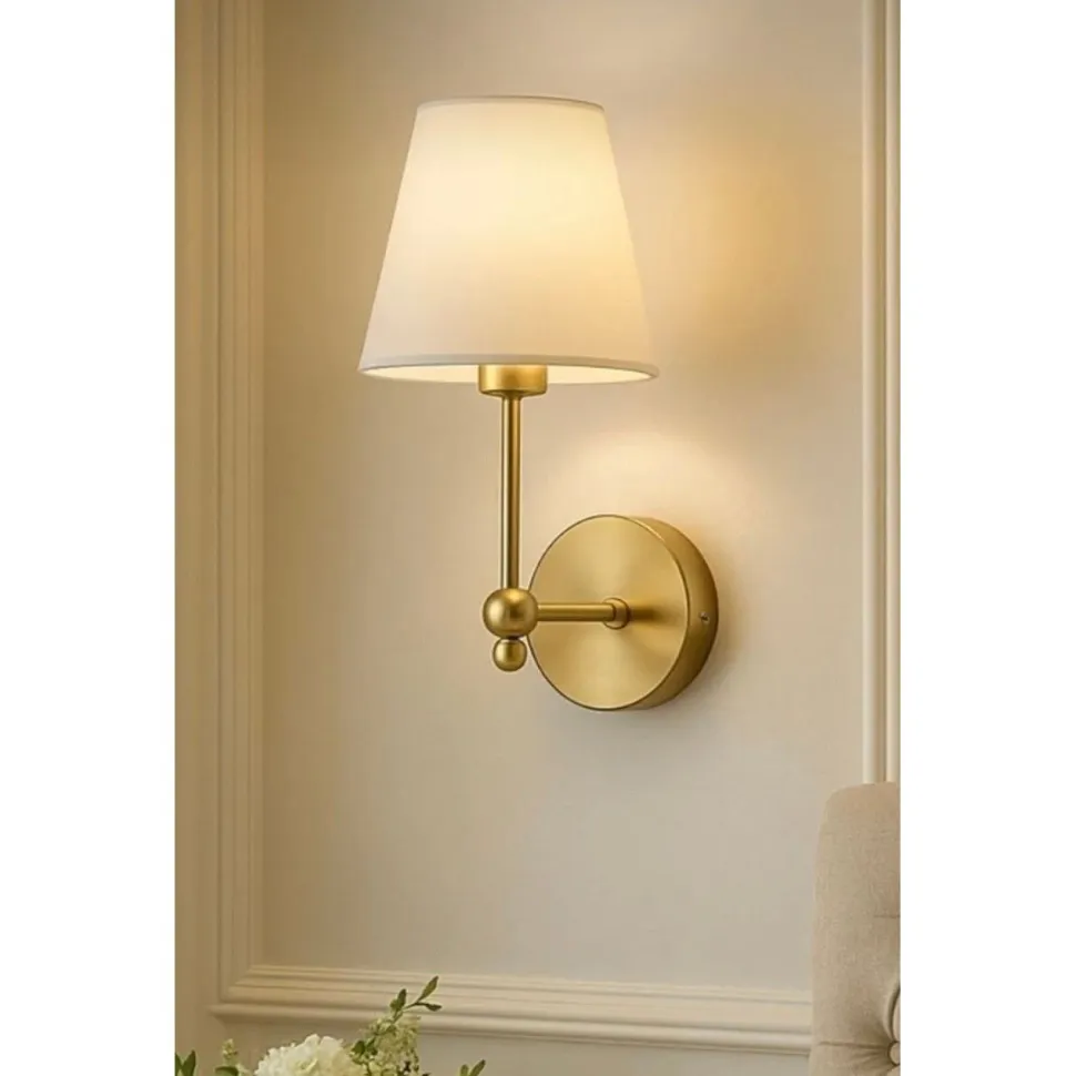 Seinävalaisin Linento Lighting BRZ-343417, ø10-15cm, E27, max. 40W, IP20, kerma/kulta