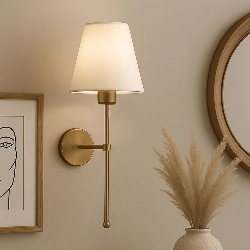 Seinävalaisin Linento Lighting 241968, ø13cm, E27, max. 40W, IP20, kerma/kulta