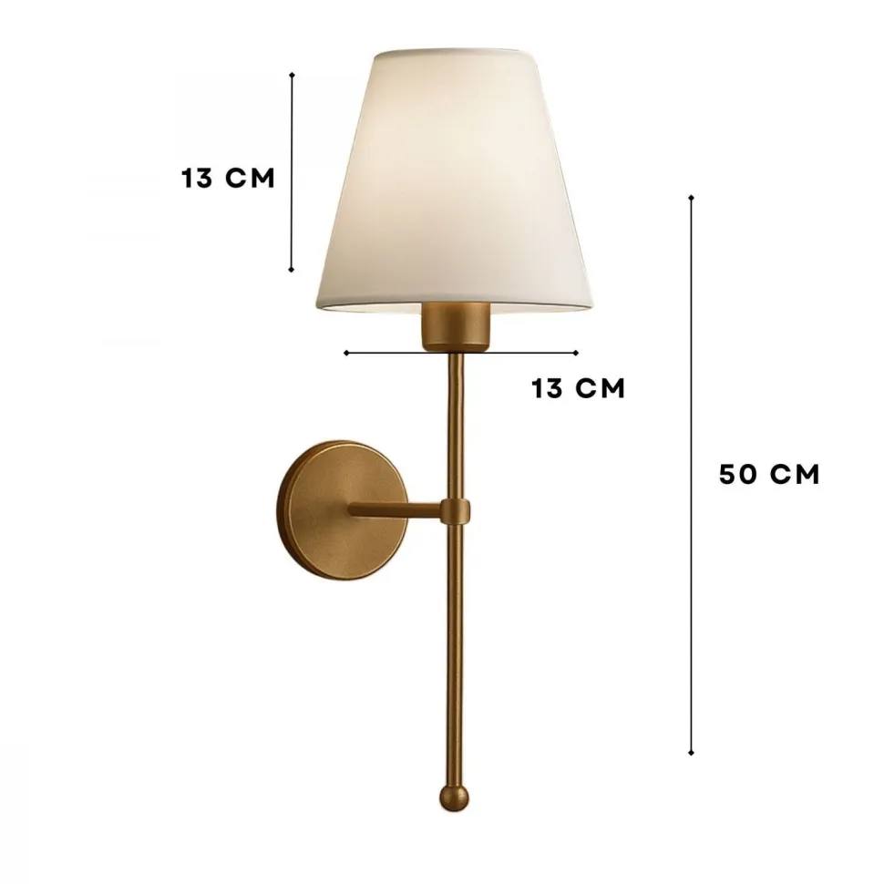 Seinävalaisin Linento Lighting 241968, ø13cm, E27, max. 40W, IP20, kerma/kulta