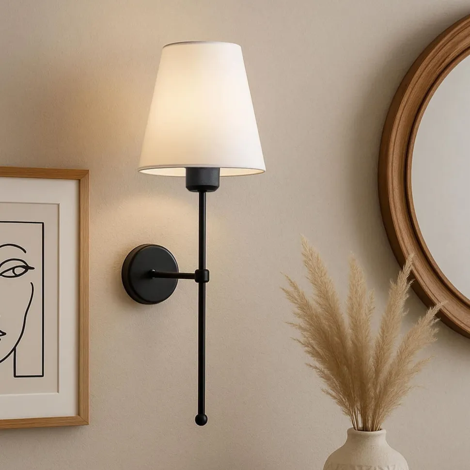 Seinävalaisin Linento Lighting 241966, ø13cm, E27, max. 40W, IP20, kerma/musta