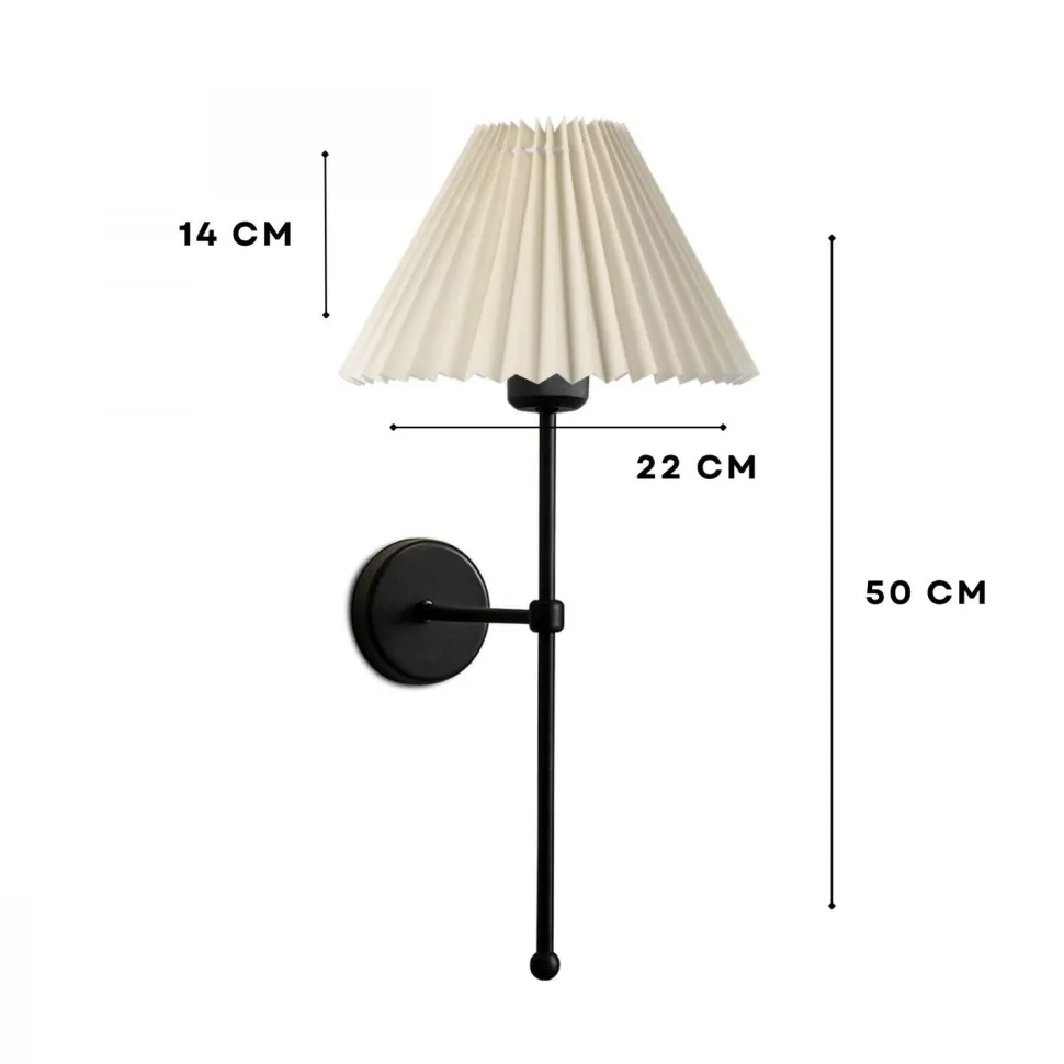 Seinävalaisin Linento Lighting 241988, ø22cm, E27, max. 40W, IP20, kerma/musta