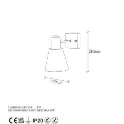 Seinävalaisin Linento Lighting Funnel, 1-osainen, Ø14cm, E27, kulta