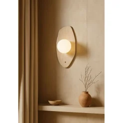 Seinävalaisin Linento Lighting Halle beige/valkoinen