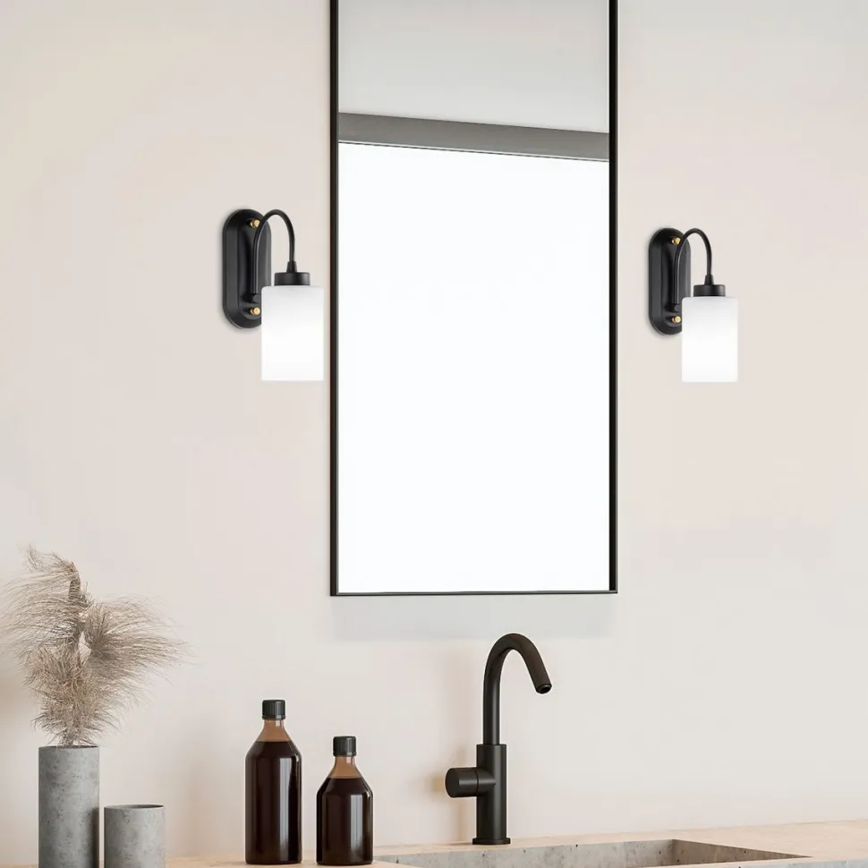 Seinävalaisin Linento Lighting Hemikilo 13161, 28cm, musta/valkoinen
