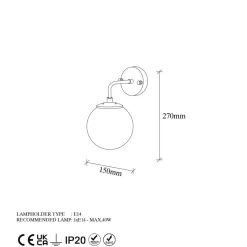 Seinävalaisin Linento Lighting Horn 12218, Ø15cm, musta