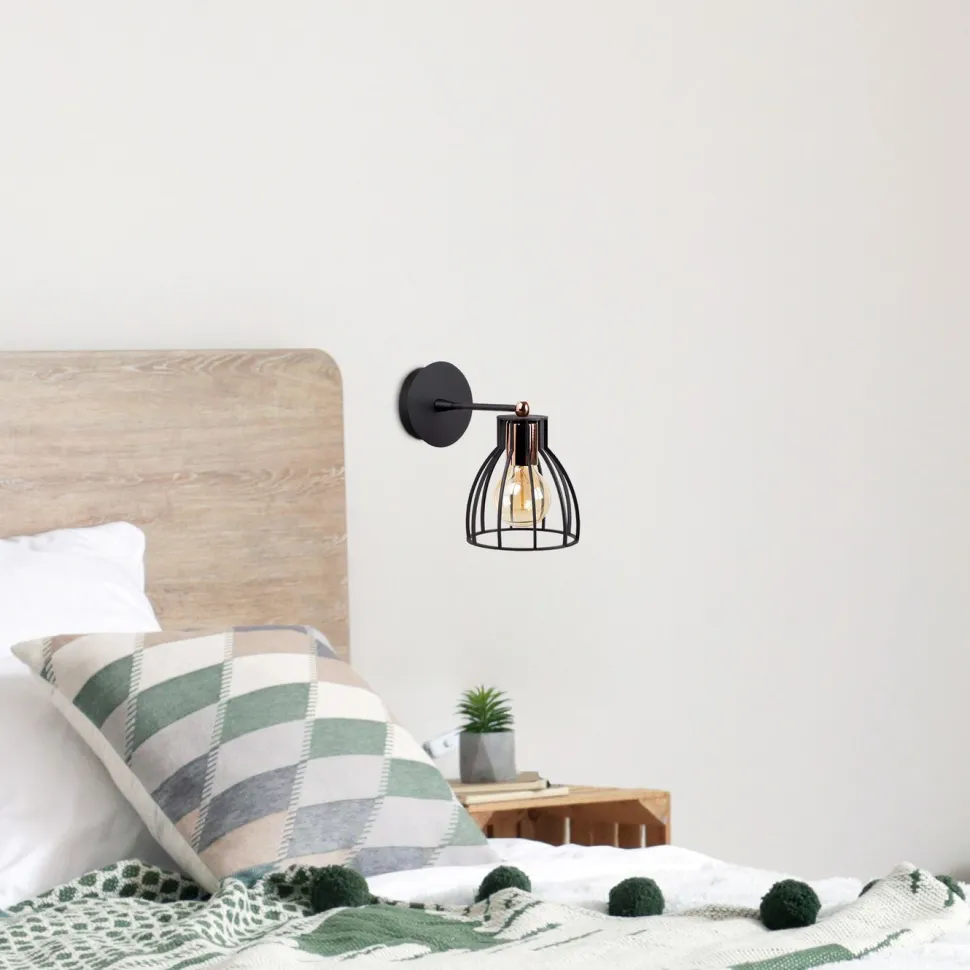 Seinävalaisin Linento Lighting Kemah musta/kupari