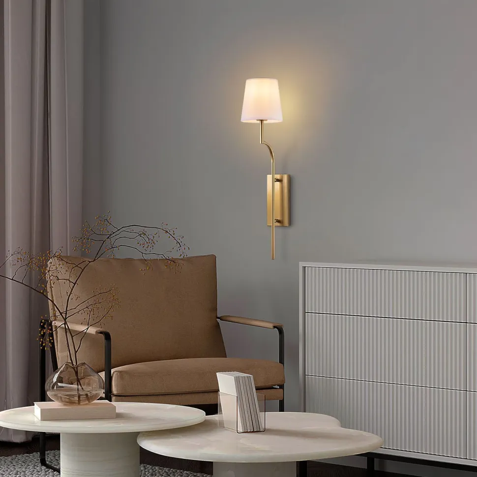 Seinävalaisin Linento Lighting Lumora, E27, kulta/valkoinen