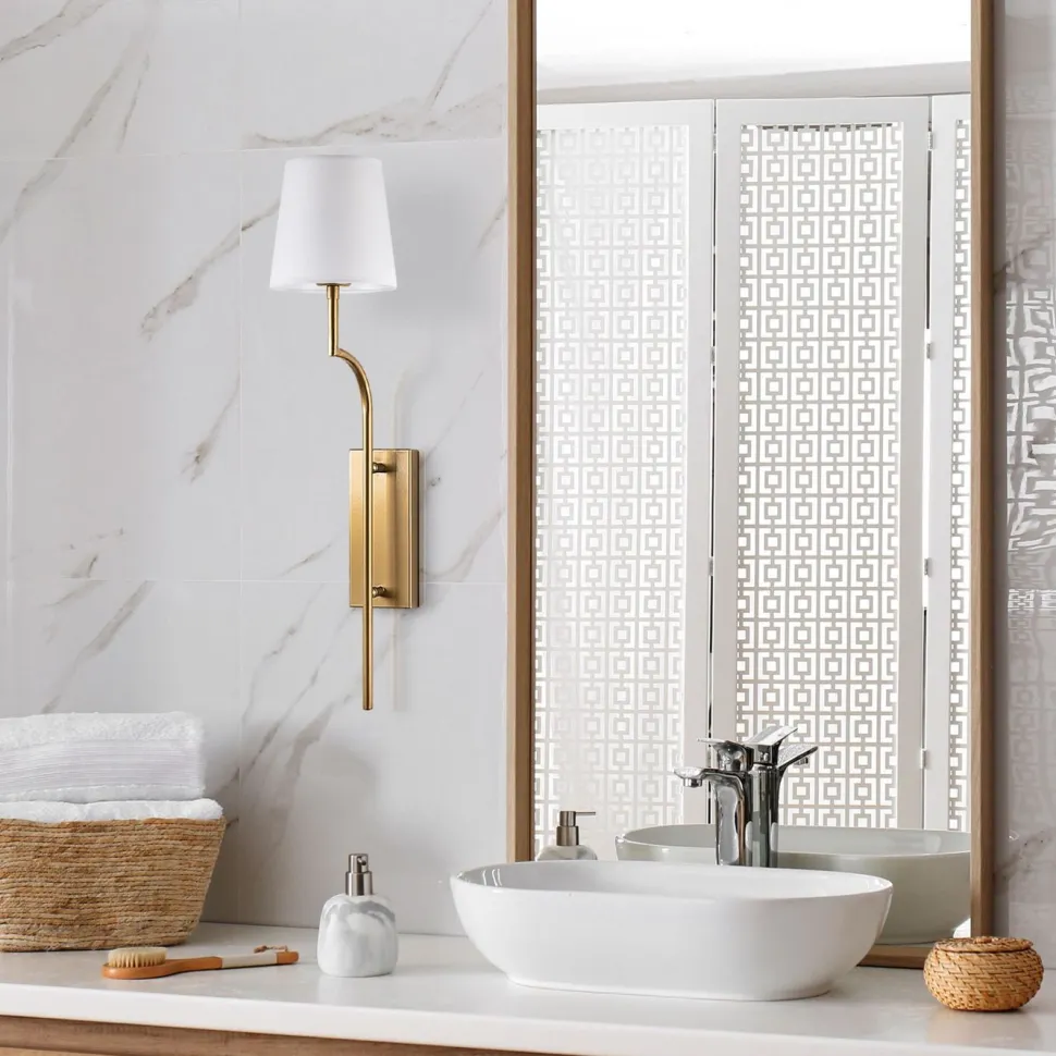 Seinävalaisin Linento Lighting Lumora, E27, kulta/valkoinen