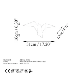 Seinävalaisin Linento Lighting Pacali 13503 M, 31x16x12cm, 3000K, kulta