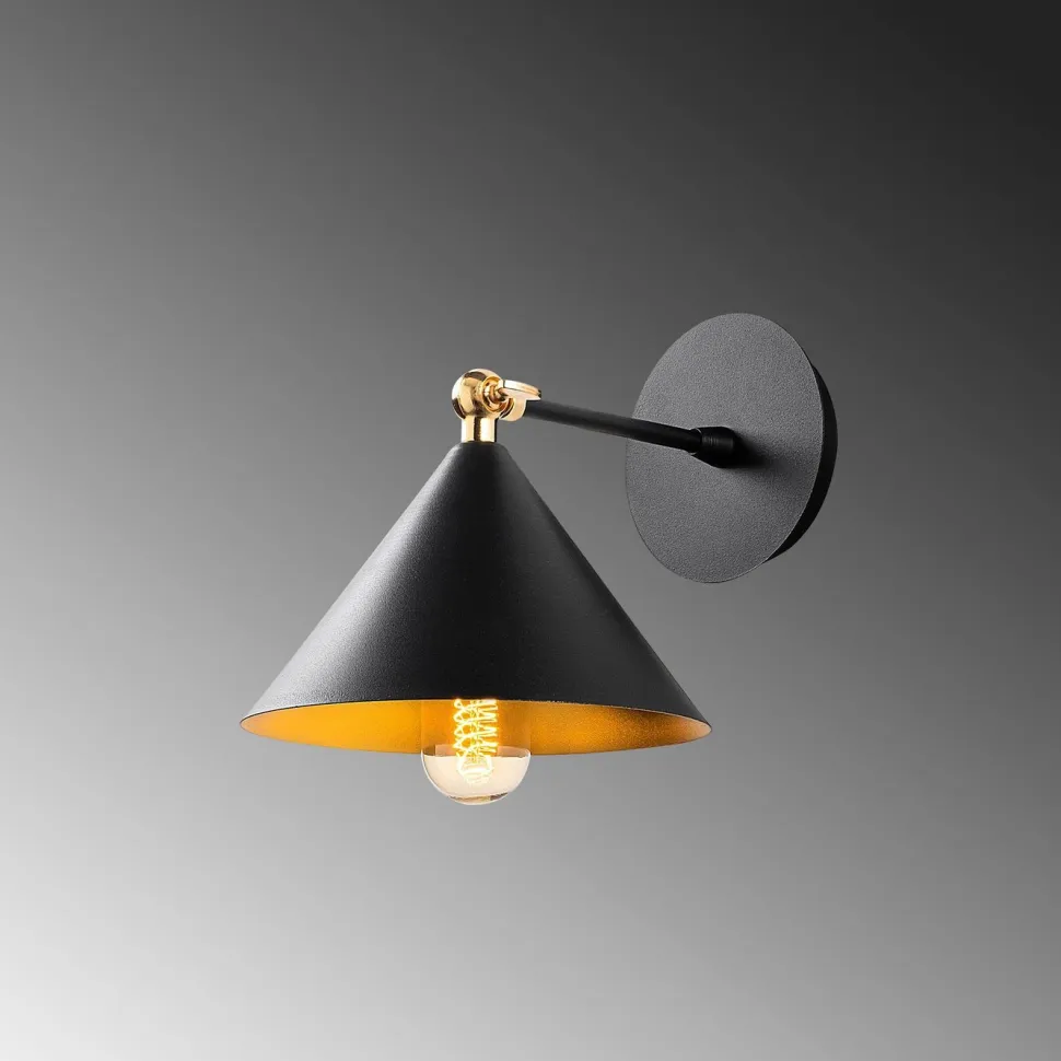 Seinävalaisin Linento Lighting Pepperell musta/kulta