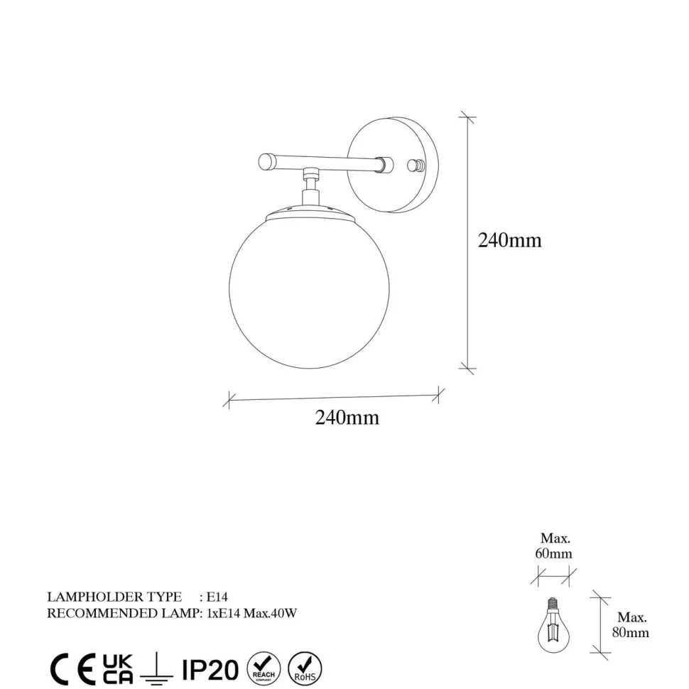Seinävalaisin Linento Lighting Roe kulta