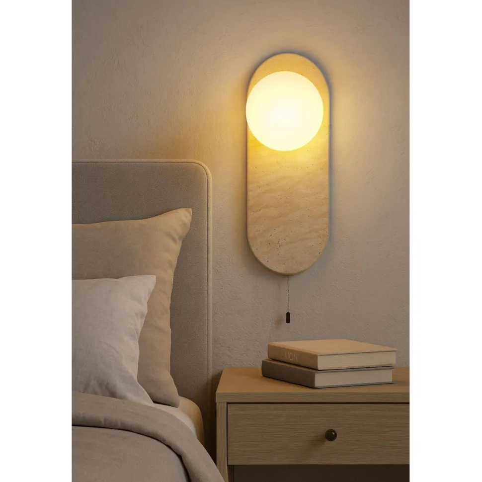 Seinävalaisin Linento Lighting Tor-Bell beige/valkoinen