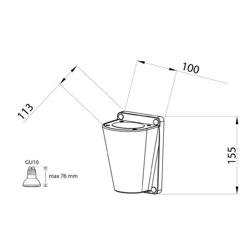 Seinävalaisin Lumia-spotti AVN03GH IP44 50W grafiitinharmaa ylösvalo