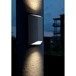 Seinävalaisin Sala IP44 90x90x220 mm ylös/alas harmaa