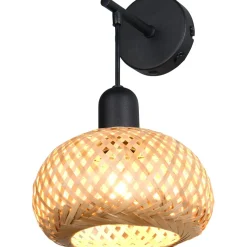 Seinävalaisin Trio Leonie, E27, luonnollinen väri/bambu