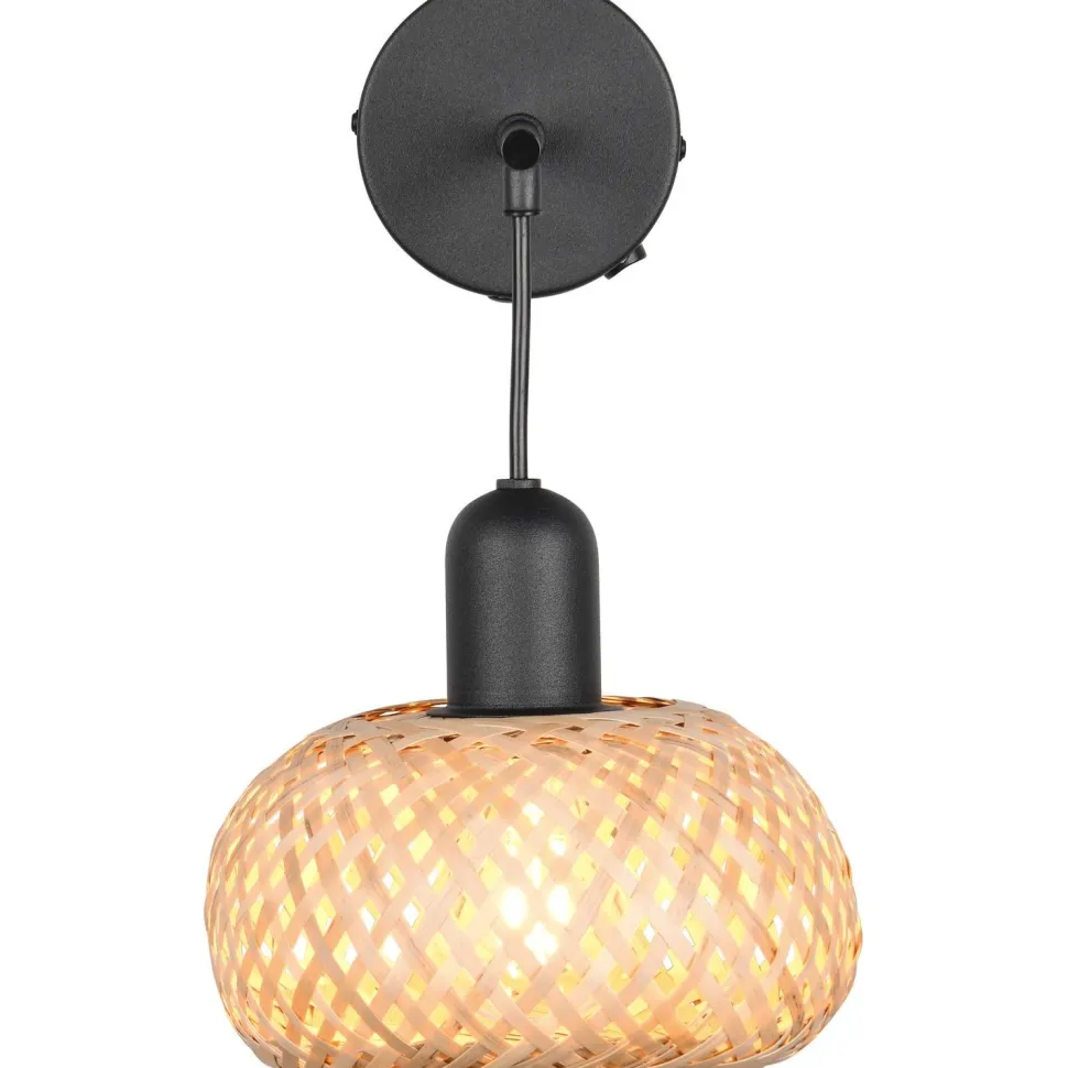 Seinävalaisin Trio Leonie, E27, luonnollinen väri/bambu