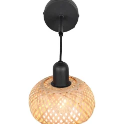 Seinävalaisin Trio Leonie, E27, luonnollinen väri/bambu