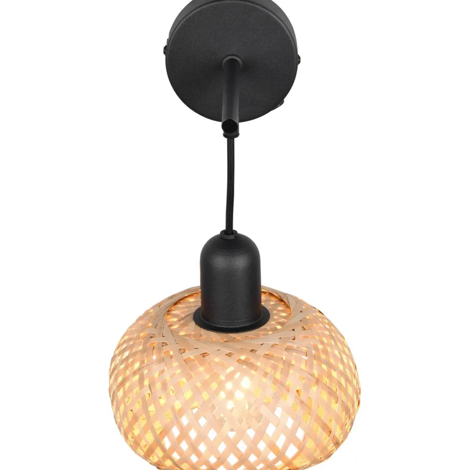 Seinävalaisin Trio Leonie, E27, luonnollinen väri/bambu