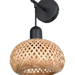 Seinävalaisin Trio Leonie, E27, luonnollinen väri/bambu
