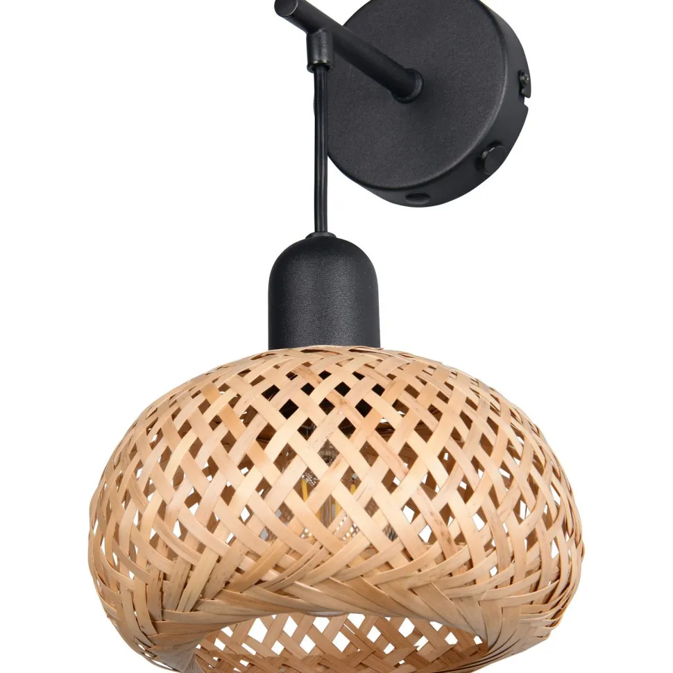 Seinävalaisin Trio Leonie, E27, luonnollinen väri/bambu
