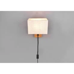 Seinävalaisin Trio Nilam lukuvalolla, 25cm, LED + E27, luonnonpuu