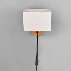 Seinävalaisin Trio Nilam lukuvalolla, 25cm, LED + E27, luonnonpuu