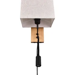 Seinävalaisin Trio Nilam lukuvalolla, 25cm, LED + E27, luonnonpuu