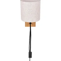 Seinävalaisin Trio Nilam lukuvalolla, 18cm, LED + E27, luonnonpuu