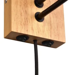 Seinävalaisin Trio Nilam lukuvalolla, 18cm, LED + E27, luonnonpuu
