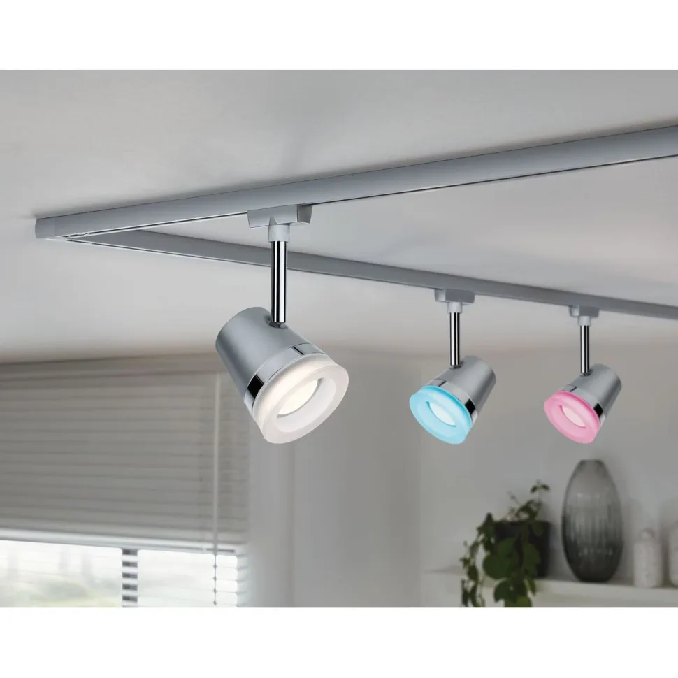 Spottivalaisin kiskoon Paulmann URail Cone, Smart Home Zigbee 3.0, GU10, RGBW+, himmennettävä, mattakromi