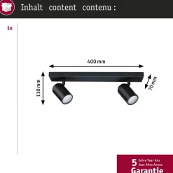 Spottivalaisin Paulmann Zyli 2-osainen IP44 GU10 max. 2x10W himmennettävä mattamusta