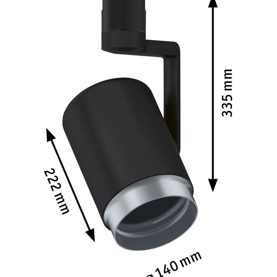 Spottivalaisin kiskoon Paulmann URail Asthene, E27, max.50W, himmennettävä, musta