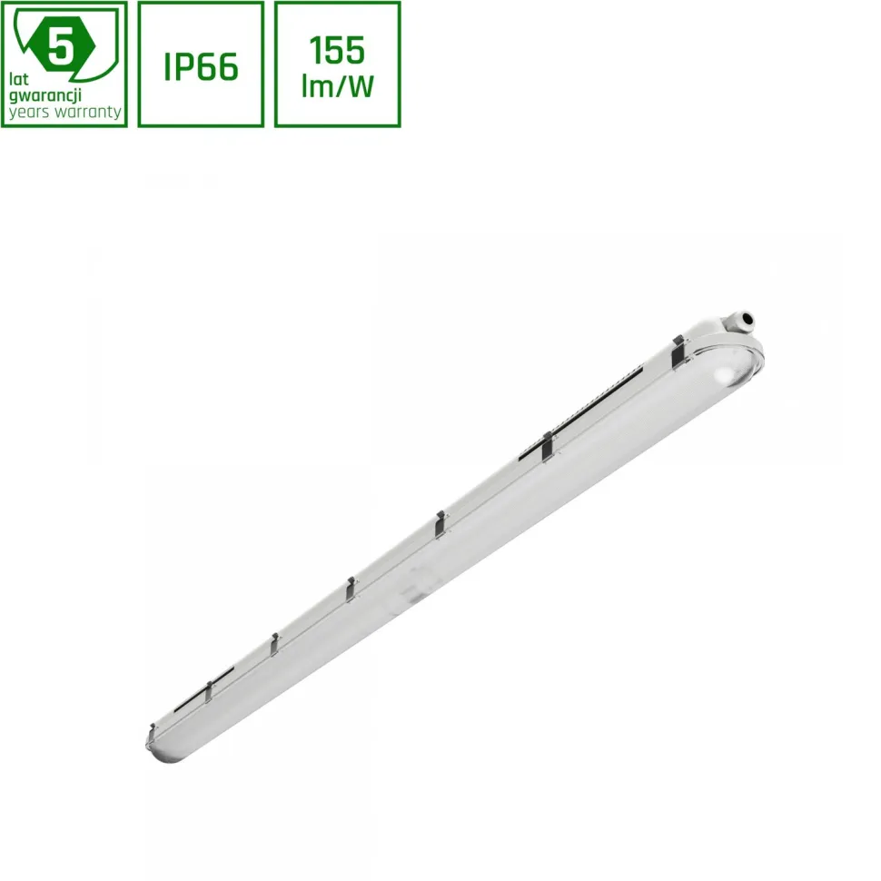 Teollisuusvalaisin Spectrum Limea Gigant Pro Hermetic 1500x80x68mm 58W/47W/37W/27W 4000K 120° IP66 IK10 harmaa/valkoinen