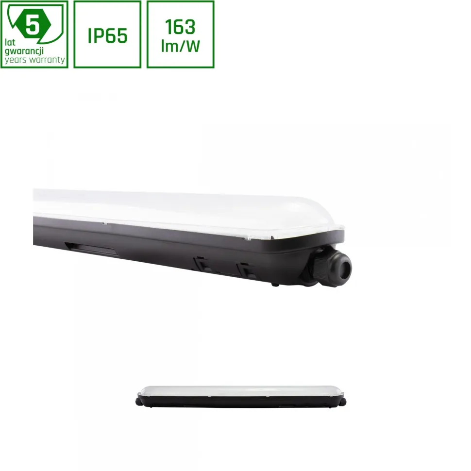 Teollisuusvalaisin Spectrum Limea Gigant PW tiivistetty 600mm 20W 4000K 120° IP65 IK10 musta