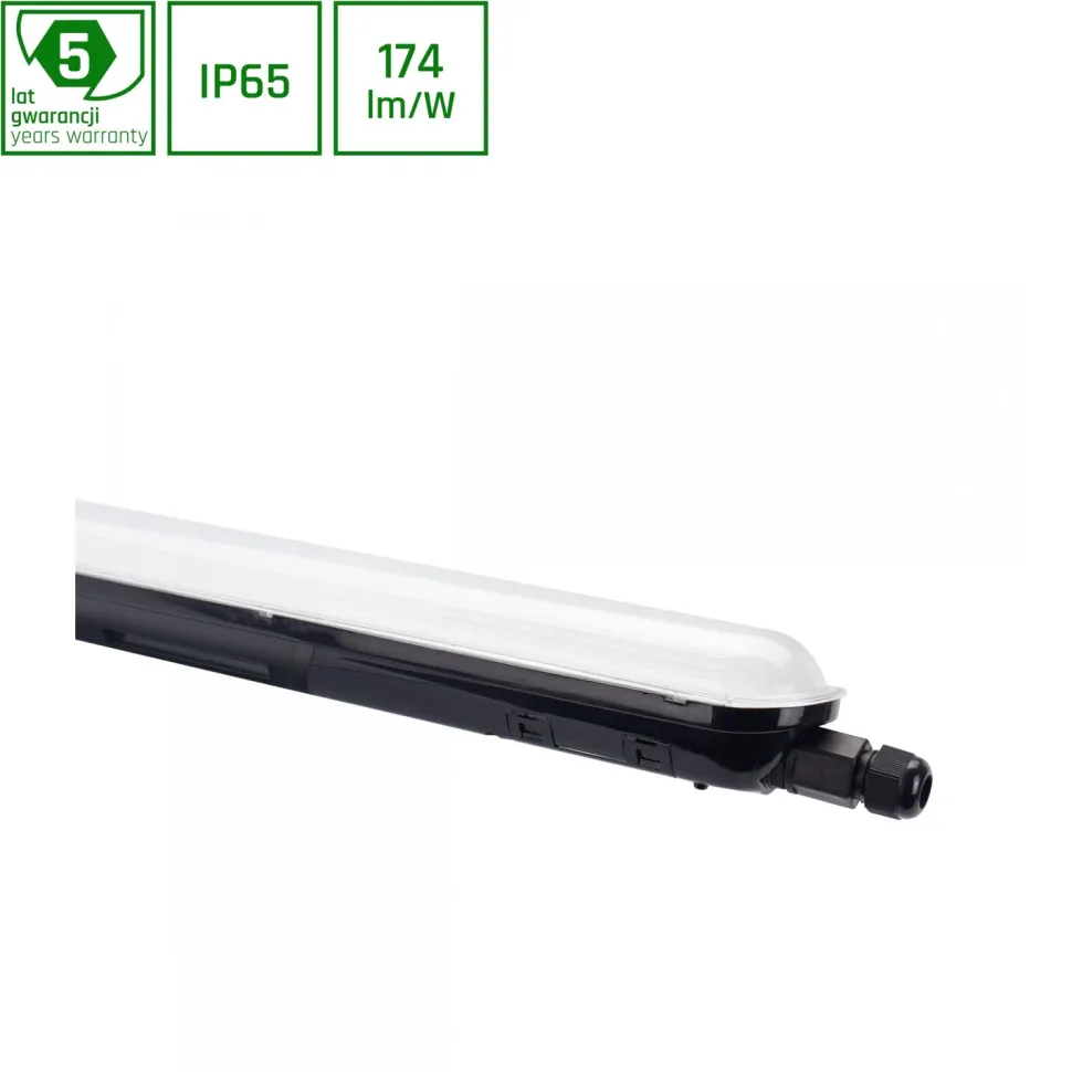 Teollisuusvalaisin Spectrum Limea Gigant tiivistetty 1250x72x70mm 38W 4000K 120° IP65 IK10 musta