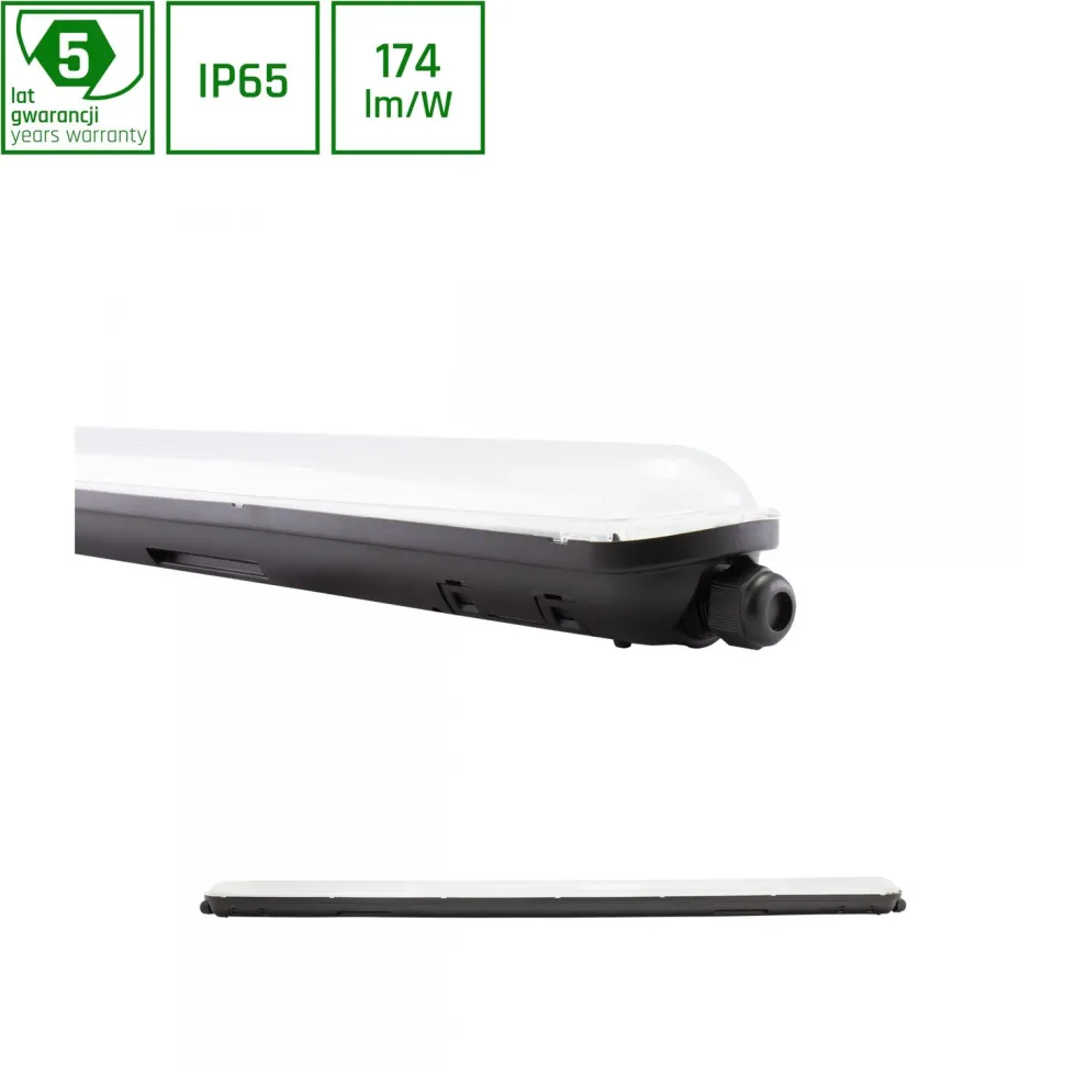 Teollisuusvalaisin Spectrum Limea Gigant tiivistetty 1190x72x70mm 38W 4000K 120° IP65 IK10 musta