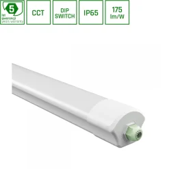 Teollisuusvalaisin Spectrum Limea Vario Hermetic 1500x86x70mm 30/40/50W CCT 120° IP65 IK08 valkoinen