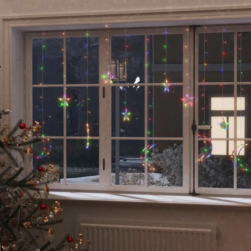 Tähti ja kuu -keijuvalot kaukosäädin 138xLED sininen