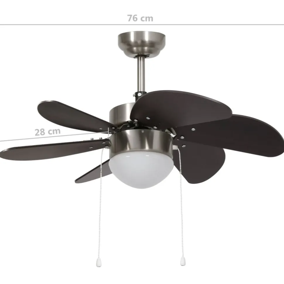 Tuuletinvalaisin valolla 76 cm tummanruskea