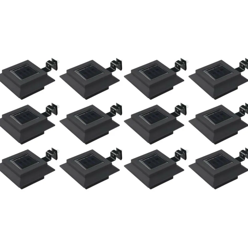 Ulkoaurinkokennovalaisin 12 kpl led neliö 12 cm musta