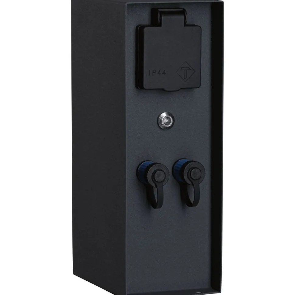 Ulkopistorasiapylväs hämärätunnistimella Paulmann Plug & Shine Rio, IP44, antrasiitti