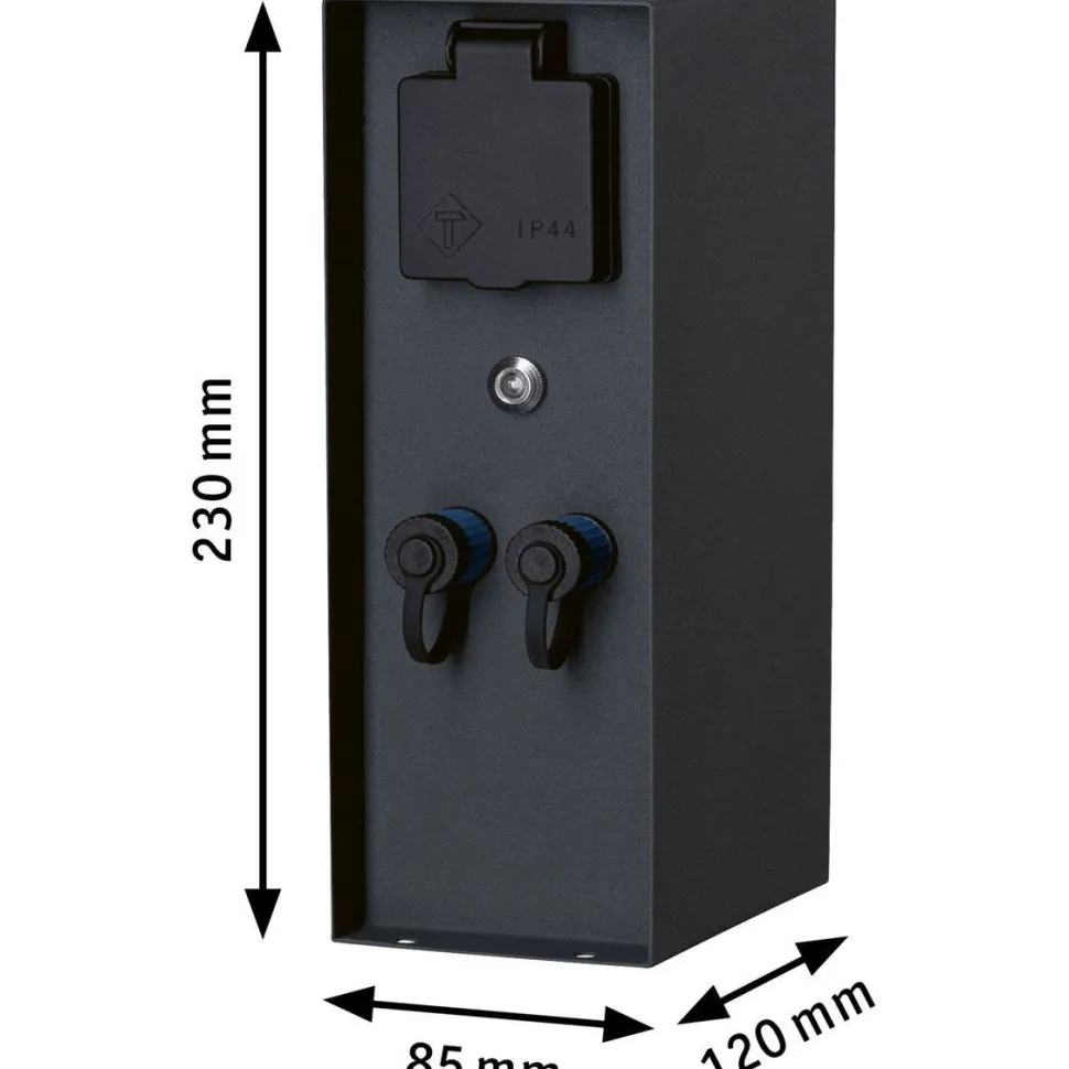 Ulkopistorasiapylväs hämärätunnistimella Paulmann Plug & Shine Rio, IP44, antrasiitti