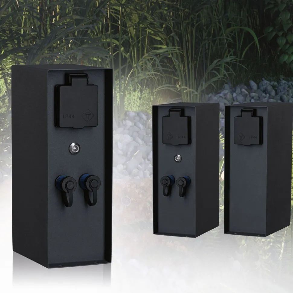 Ulkopistorasiapylväs hämärätunnistimella Paulmann Plug & Shine Rio, IP44, antrasiitti