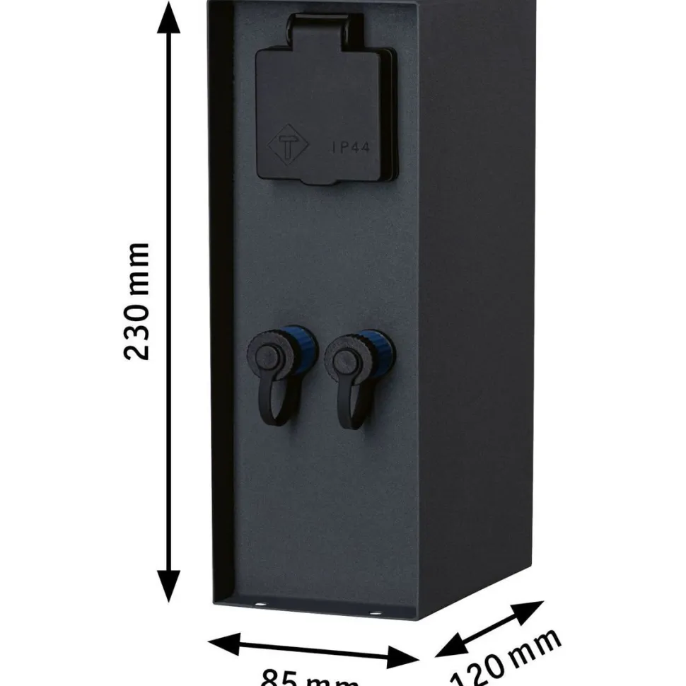 Ulkopistorasiapylväs Paulmann Plug & Shine Rio, IP44, antrasiitti