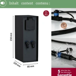 Ulkopistorasiapylväs Paulmann Plug & Shine Rio, IP44, antrasiitti